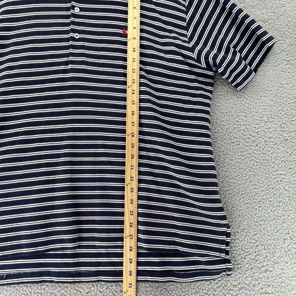 Ralph‎ Lauren Big XL Shirt Blue White Stripe Vintage Polo Shirt Casual Outdoor